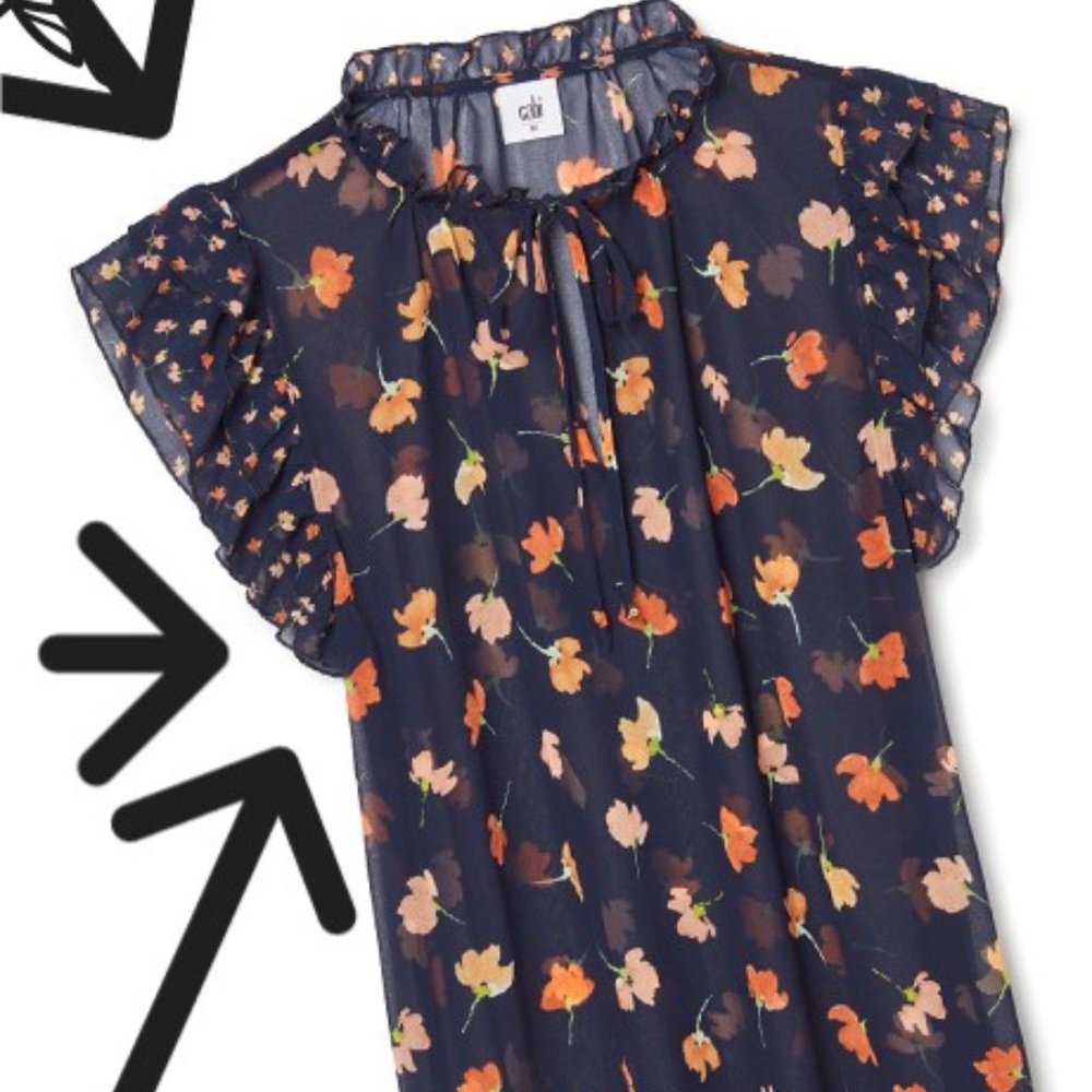 CAbi Sheer Blue Navy Top - XL